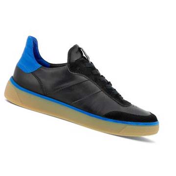 Men's Ecco Street Tray M Laced Casual Shoes Black / Blue | USA 496AHK